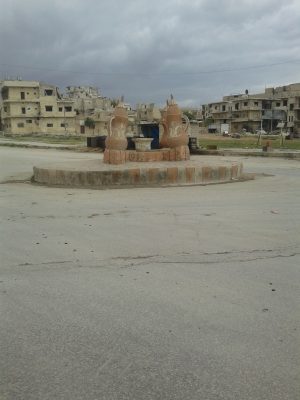 Al-Dala square in Maarrat al-Nu'man city where killing and kidnapping are frequent . Photo by : Dareen Hassan